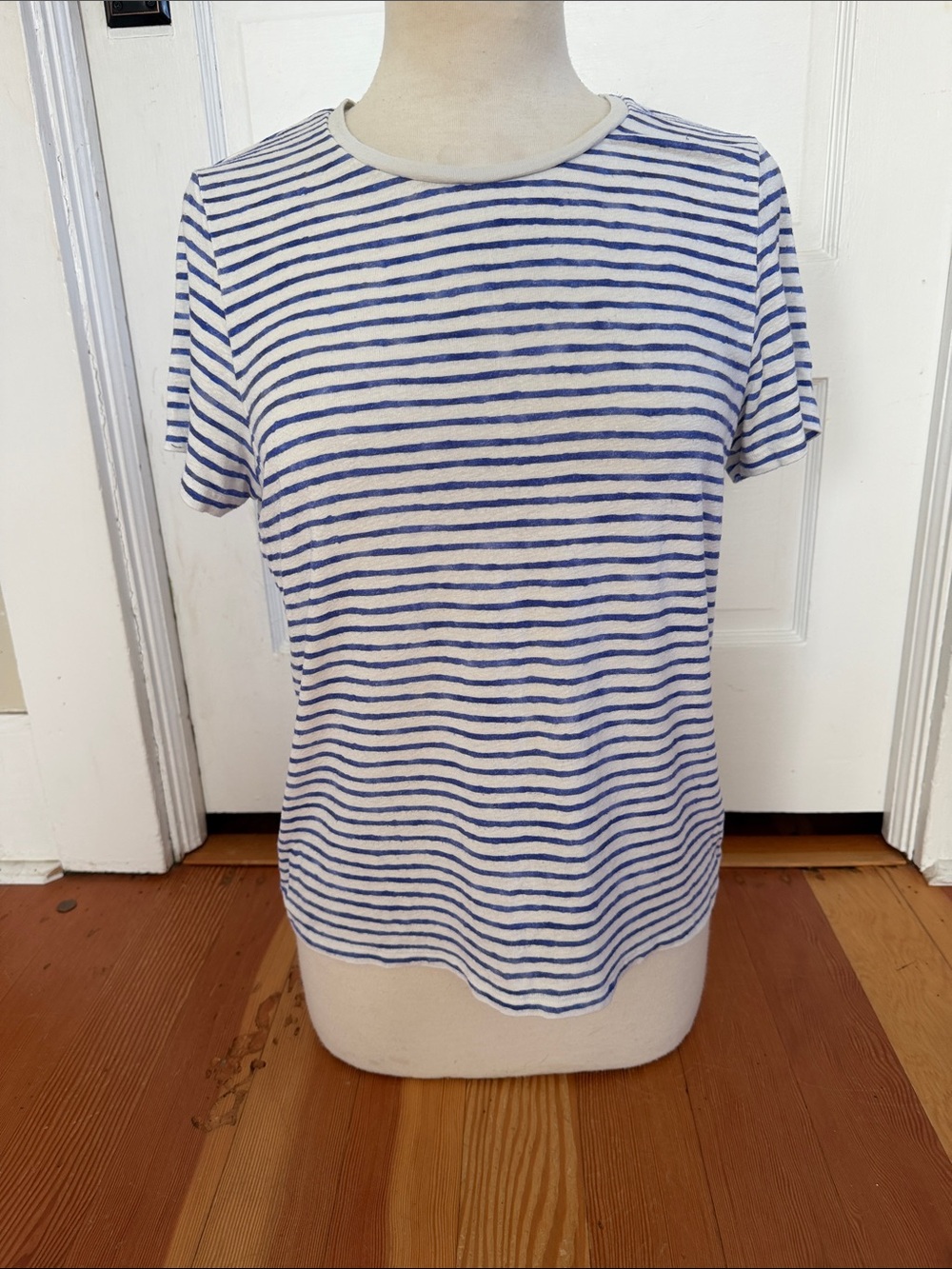 Majestic Filatures Short Sleeve Blue Striped Tee Shirt 3/Medium
